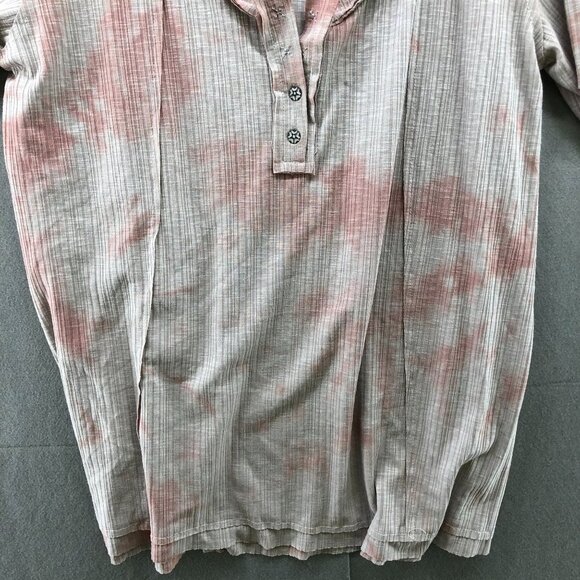 POL Tie Dye Ribbed Henley Tee Top Womens Large L Ivory Taupe SMT1686 - Picture 4 of 12